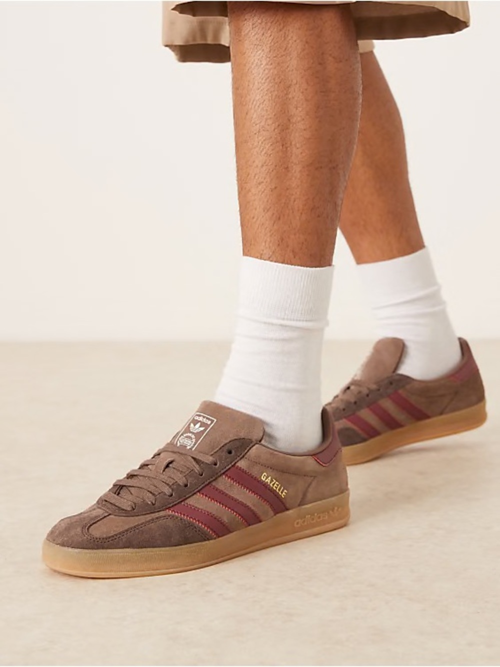 adidas Originals Gazelle Indoor Shoes in Earth Strata Shadow Red